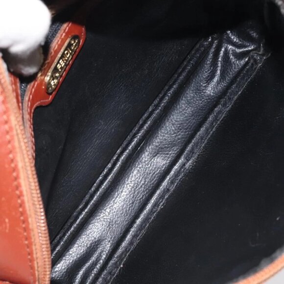 FENDI Pecan Canvas Shoulder Bag Brown Black Auth - Picture 5 of 16